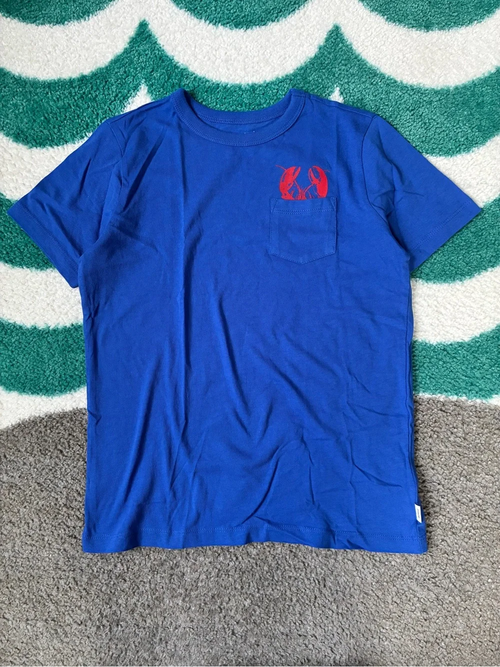 NWT - J.Crew Factory Crewcuts Pocket Lobster Tee (Blue/Red) Size M (8-9)